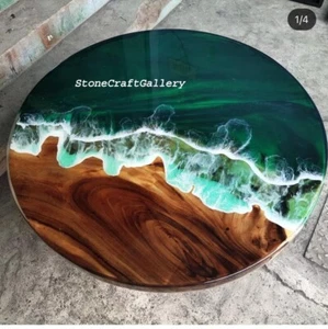 24" Epoxy River Table Round Coffee Table Unique Decor Piece Modern Furniture - Picture 1 of 8