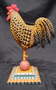 Vtg Folk Art Chicken Rooster George Voyzey 13" Carved Wooden Primitive Woodcraft - Picture 1 of 11