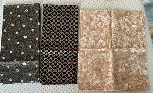 3 x Co~Ordinating Cotton Fabric Remnants all with Gold Metallic - Picture 1 of 4