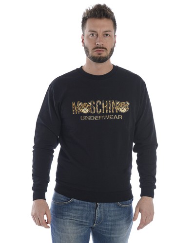 Felpa Moschino Underwear Sweatshirt Hoodie Cotone Uomo Nero A1707 8129 555