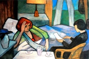 Sick : Gabriele Münter : 1917 – Expressionist Art Print Intimate Moment - Picture 1 of 2