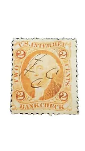 Vintage 1862 US Scott #R6 2 Cent Washington Bank Check Stamp - Picture 1 of 3