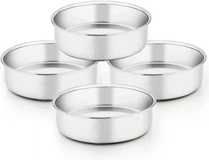 Teamfar 6 Inch Cake Pan, 4 Pcs round Tier Cake Pans Set Stainless Steel for Baki - Picture 1 of 12