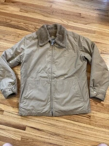 Vintage Herren Mighty Mac Beige Jacke Kunstfell Gefüttert Kragen Größe 42 L - Bild 1 von 11