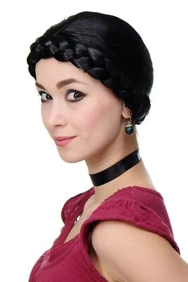 WIG ME UP Peluca Carnaval Trenza Trenzada Traje Ucrania Negro RJ010-P103
