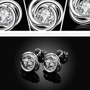 Women's Trendy Look 925 Sterling Silver Swirl Stud Earrings Jewellery Gifts UK - Picture 1 of 4