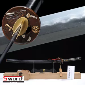 Hand-Forged Damascus Folded Steel Japanese Samurai Katana Sword Real Hamon Black - Picture 1 of 12