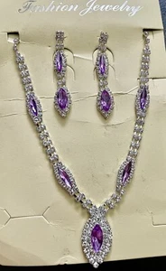 Purple “bling” Necklace Set New LQQK! - Picture 1 of 2