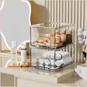 Makeup Organizer, Stackable Bathroom Organizers and Storage, Clear Cosmetic - Picture 1 of 12