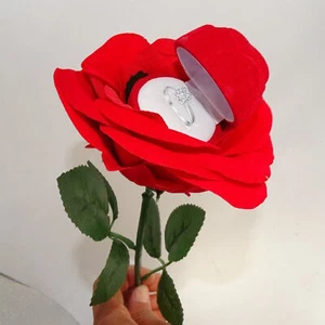 Rose Ring Box - Flower Heart Engagement Ring Box for Proposal Ring - Picture 1 of 10