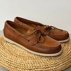 Mens LL Bean Brown Leather Slip On Boat Deck Shoes Loafers Size 8.5 Mens