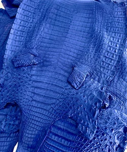 Caiman Skin Leather Cobalt Color (100% Genuine skin) - Picture 1 of 4