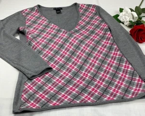 New York & Company Pullover rosa kariert vorne Gr. L Damen - Bild 1 von 7