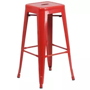 Flash Furniture 30" Metal Backless Bar Stool in Red - Picture 1 of 12