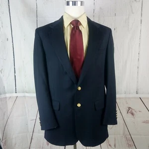 Arnold Palmer Executive Collection 42L 2 Gold Buttn Blue Suit Blazer Sports Coat - Picture 1 of 8