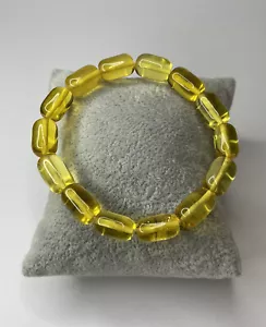 BARREL Shape Beads AMBER Stone Bracelet. HONEY Color Amber Stone Bracelet. - Picture 1 of 14