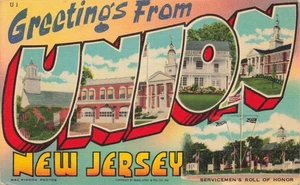 Postcard Large Letter Greetings from Union New Jersey NJ - Picture 1 of 2