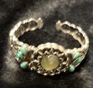 CAROLYN POLLACK AVENTURIN & TÜRKIS STERLING MANSCHETTE ARMBAND 6,25" INNEN - Bild 1 von 4