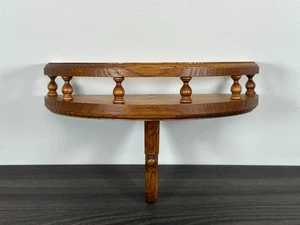 Holz Wandregal klein halbrund mit Schiene Vintage Wandvitrine - Bild 1 von 13