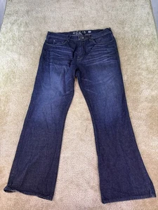 Vintage GUESS Jeans Cliff Boot Cut Mens 38x32 Blue Dark Wash Thigh Fade Y2K E214 - Picture 1 of 14