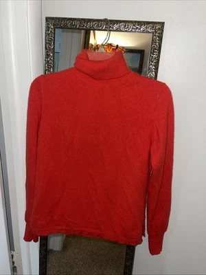 J Crew Divina 女式中号红色 100% 羊绒高领毛衣 — 第 1/4 张图片