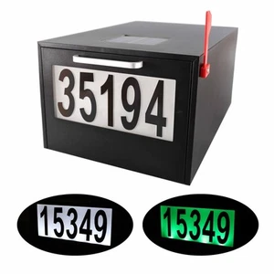 Black Post Mount Mailbox - 2 Lighting Modes Solar Numbers Light Large Capacit... - Picture 1 of 7