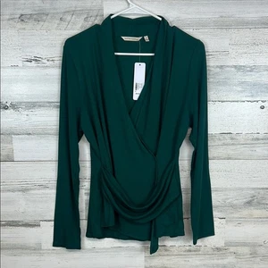 Nuevo con etiquetas Top Diana Soft Surroundings verde joya para mujer talla mediana envoltura sintética carrera - Imagen 1 de 7