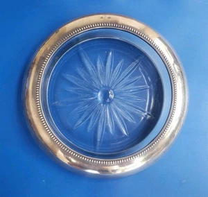 Vintage Sterling Silver Frank M. Whiting Co Wine Champagne Bottle Coaster Glass - Picture 1 of 5