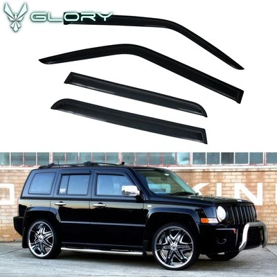 Fits 2007-2018 Jeep Patriot Acrylic Window Visors Rain Guard Deflector Tape On - Изображение 1 из 4