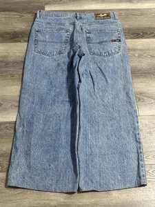 Vintage Skato Logo Blue Baggy Wide Leg Jeans Y2K Skater Streetwear - Men’s 36x30 - Picture 1 of 11