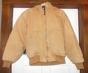 Walls Jacket Men Medium Brown Zero Zone Duck Canvas Hooded Quilt Lined Work Wear - Picture 1 of 7