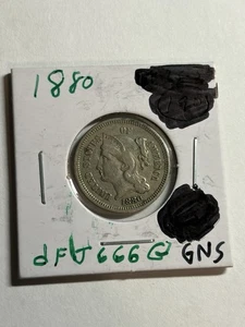 1880 Three Cent Nickel Nice XF Tough Date - Picture 1 of 4
