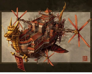 Imperial Airship Chinese Steampunk Print by James Ng - Bild 1 von 6
