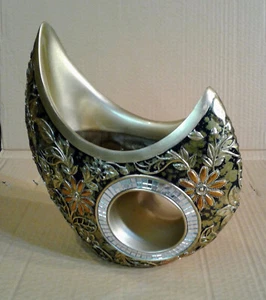 Dekorative Vase Chrysantheme 11 cm grün/silber ORE K-4238V1 - Bild 1 von 3