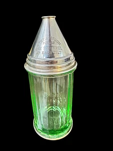 PADEN CITY #201 TILTA SPOON GREEN UV GLASS SUGAR SHAKER DISPENSER VERY RARE - Picture 1 of 16