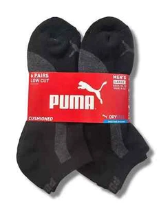 Puma Men's Low Cut Crew socks 6 pack Black/Gray size 10-13 - Picture 1 of 1