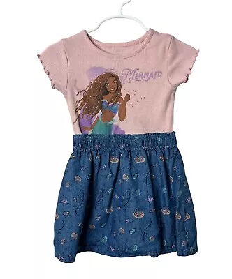 The Little Mermaid Ariel Dress Baby Girls Size 2T Kids Graphic Casual Pink Blue - Image 1 of 4