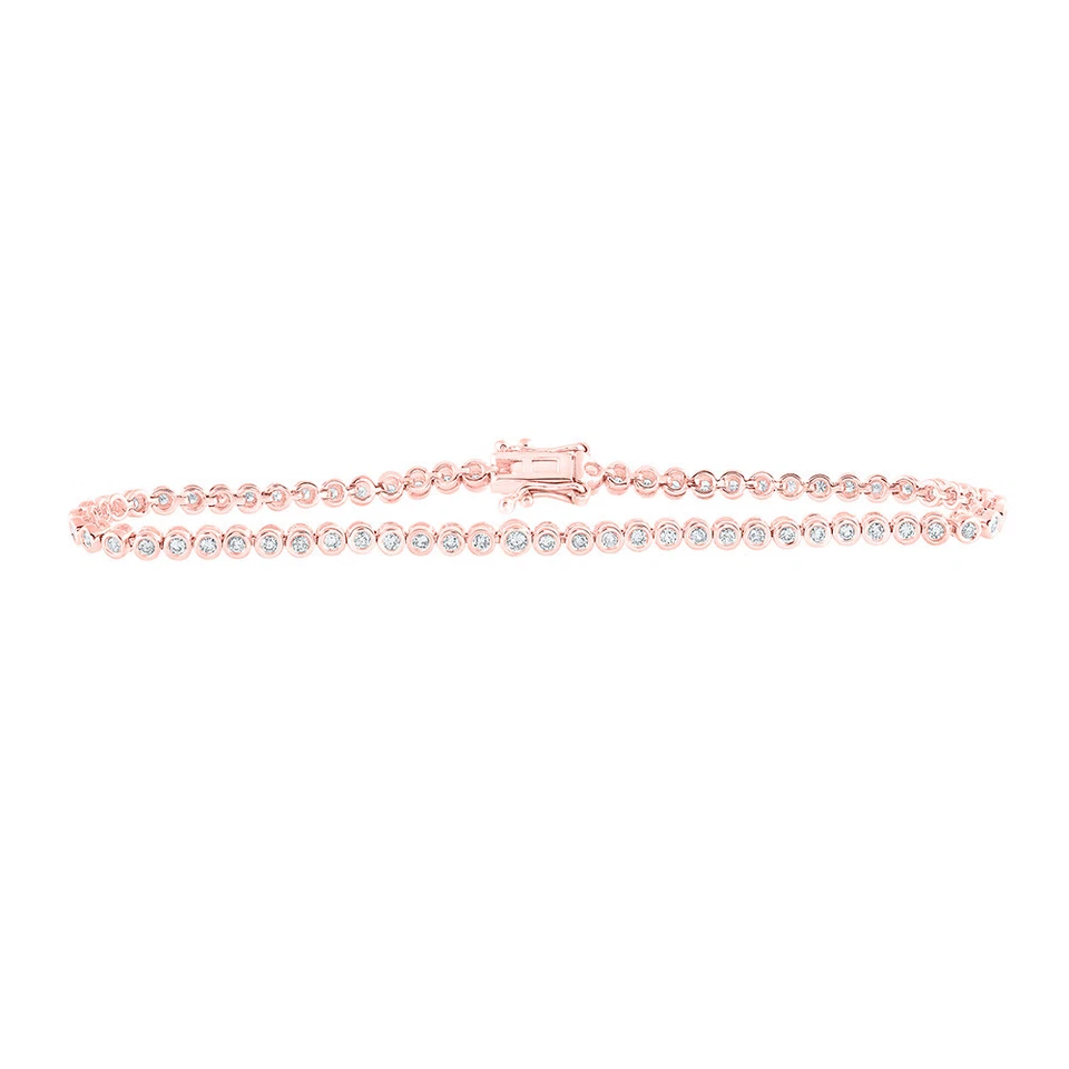 Brazalete tenis redondo de diamantes de oro rosa de 10kt para mujer 7/8 Cttw Foto 1 de 1