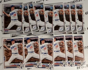 Clayton Beeter 🔥 15 Card Lot 🔥 Paper Chrome 1st Bowman Prospect Dodgers - Picture 1 of 1