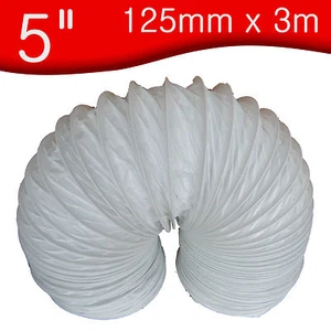 125mm x 3 m metre 5" PVC Flexible Ducting / Flexi hose duct, extractor fan - Picture 1 of 11