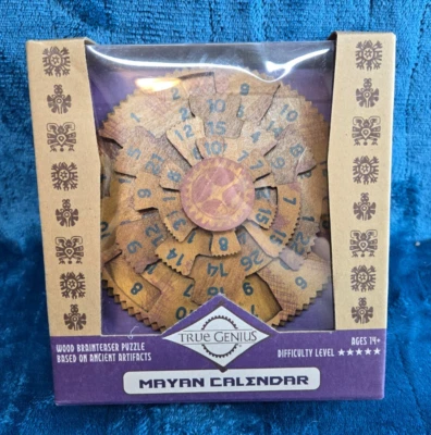 TRUE GENIUS MAYAN CALENDAR WOOD BRAINTEASER PUZZLE 5 Star Difficulty - Image 1 of 4