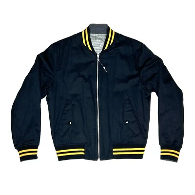 Rag & Bone "REVERSIBLE" Manston Men’s Varsity Bomber Jacket – Size M (Black/Grey - Image 1 of 4