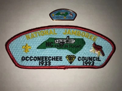 BSA OCCONEECHEE COUNCIL 1993 NATIONAL JAMBOREE PATCH S-18 & PIN SET,NEW,SALE ! - Image 1 of 2