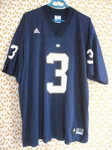 Maillot Notre Dame Irish Football Americain #3 Adidas Bleu Jersey Homme - XL - Picture 1 of 8