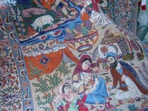 Teppich Wandteppich Perser sehr feine Konturen eine Geschichte aus 1001 Nacht, - Bild 1 von 4
