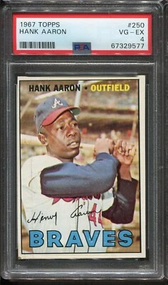 1967 Topps #250 Hank Aaron PSA 4 HOF Atlanta Braves Foto 1 de 2