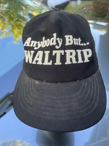 Vintage 1980s Anybody but Waltrip Darrell Black trucker Snapback cap USA - Picture 1 of 9