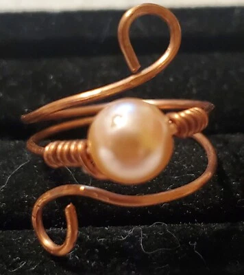 Cooper Handmade Ring With Beige Pearl Bead - Image 1 of 4