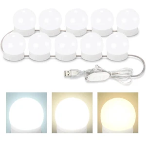 LED Vanity Lights For Mirror, Hollywood Style Vanity Lights W/ 10 Dimmable Bulbs - Picture 1 of 8