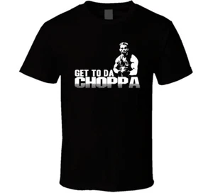 Get to Da Choppa depredador arnold logotipo de película antigua divertida camiseta unisex - Imagen 1 de 6